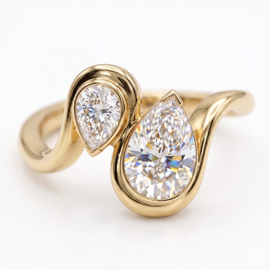 1.750 ct Vintage Pear Diamond Engagement Ring,twisted ring