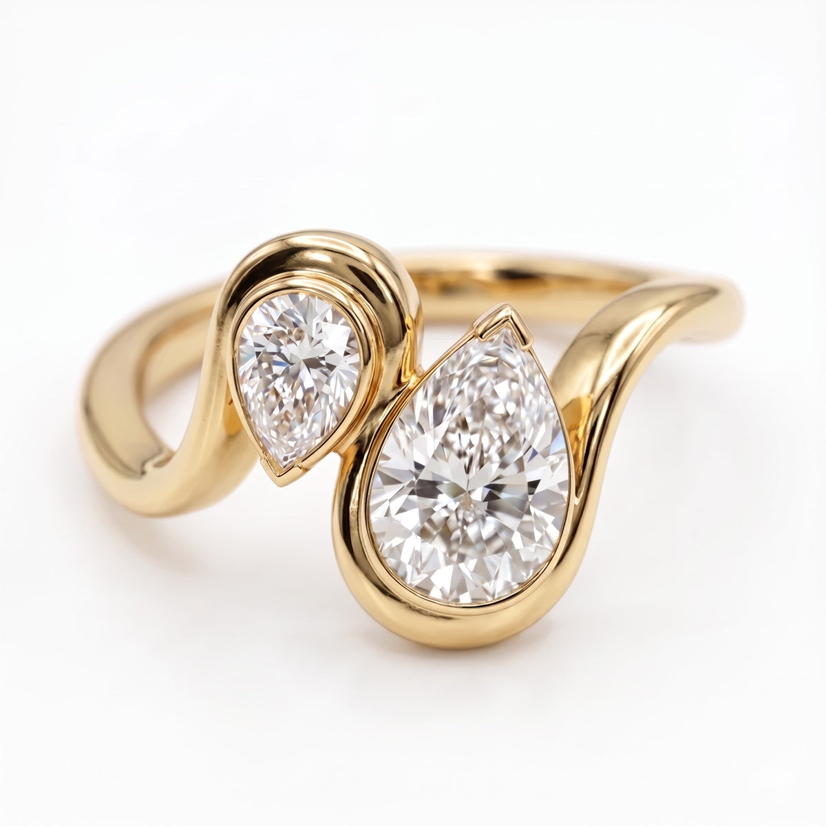 1.750 ct Vintage Pear Diamond Engagement Ring,twisted ring
