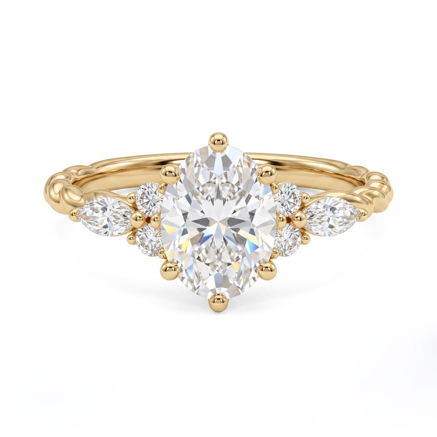 1.510 ct Vintage Oval Diamond Engagement Ring,twisted ring