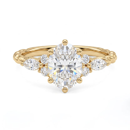 1.510 ct Vintage Oval Diamond Engagement Ring,twisted ring