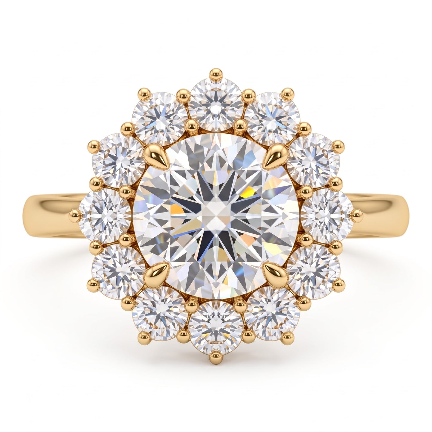1.00 CT Starburst Round Lab-Grown Celestial Engagement Ring