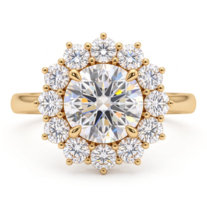 1.00 CT Starburst Round Lab-Grown Celestial Engagement Ring