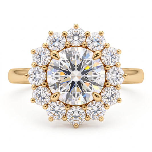 1.00 CT Starburst Round Lab-Grown Celestial Engagement Ring