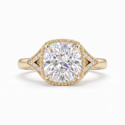 Old Mine Cut Antique Cushion Cut Lab-Grown Engagement Ring