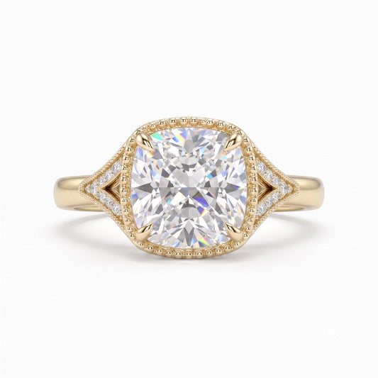 Old Mine Cut Antique Cushion Cut Lab-Grown Engagement Ring