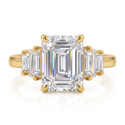 1.00 ctw 14k Gold Emerald Cut Lab-Grown Diamond Three Stone Engagement Ring