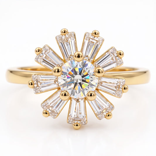 Round & Baguette Cut Diamond Wedding Ring