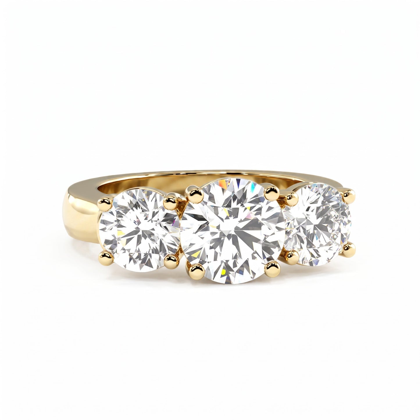 2.0 Ctw Round Cut Lab-grown Three-Stone Engagement Ring Solid 14k White Gold