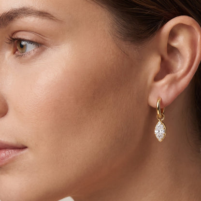 marquise cut lab grown diamond hoop earring