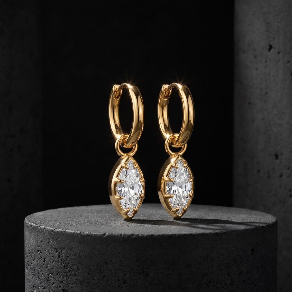 marquise cut lab grown diamond hoop earring