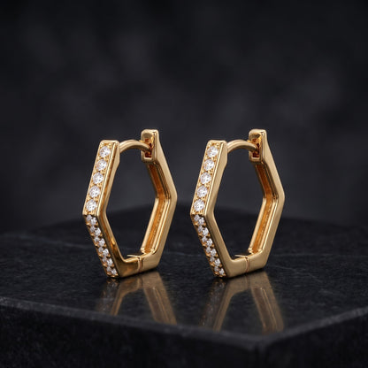 hexagonal gold earrings​

