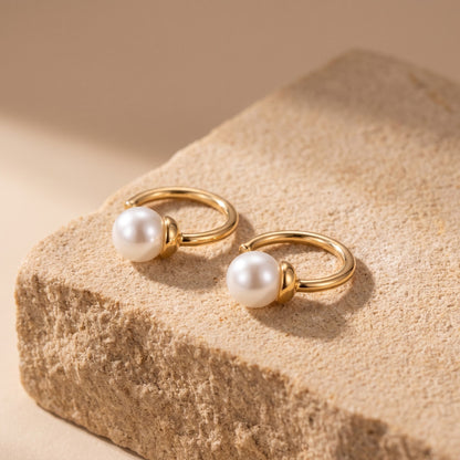 hoop with pearl drop earrings​

