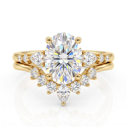 1.710 Ct Oval Cut Lab-Grown Bridal Set Engagement Ring Solid 14K Rose Gold