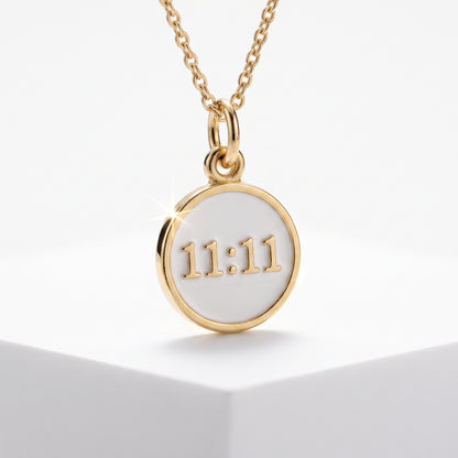 11:11 Angel Number Pendant Necklace, Manifestation Necklace 14K Gold