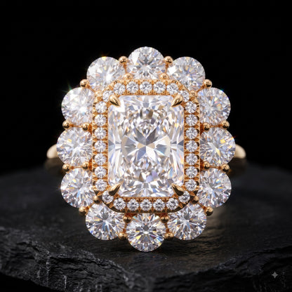 2.50ct Radiant Cut Lab Grown Diamond Halo Engagement Ring