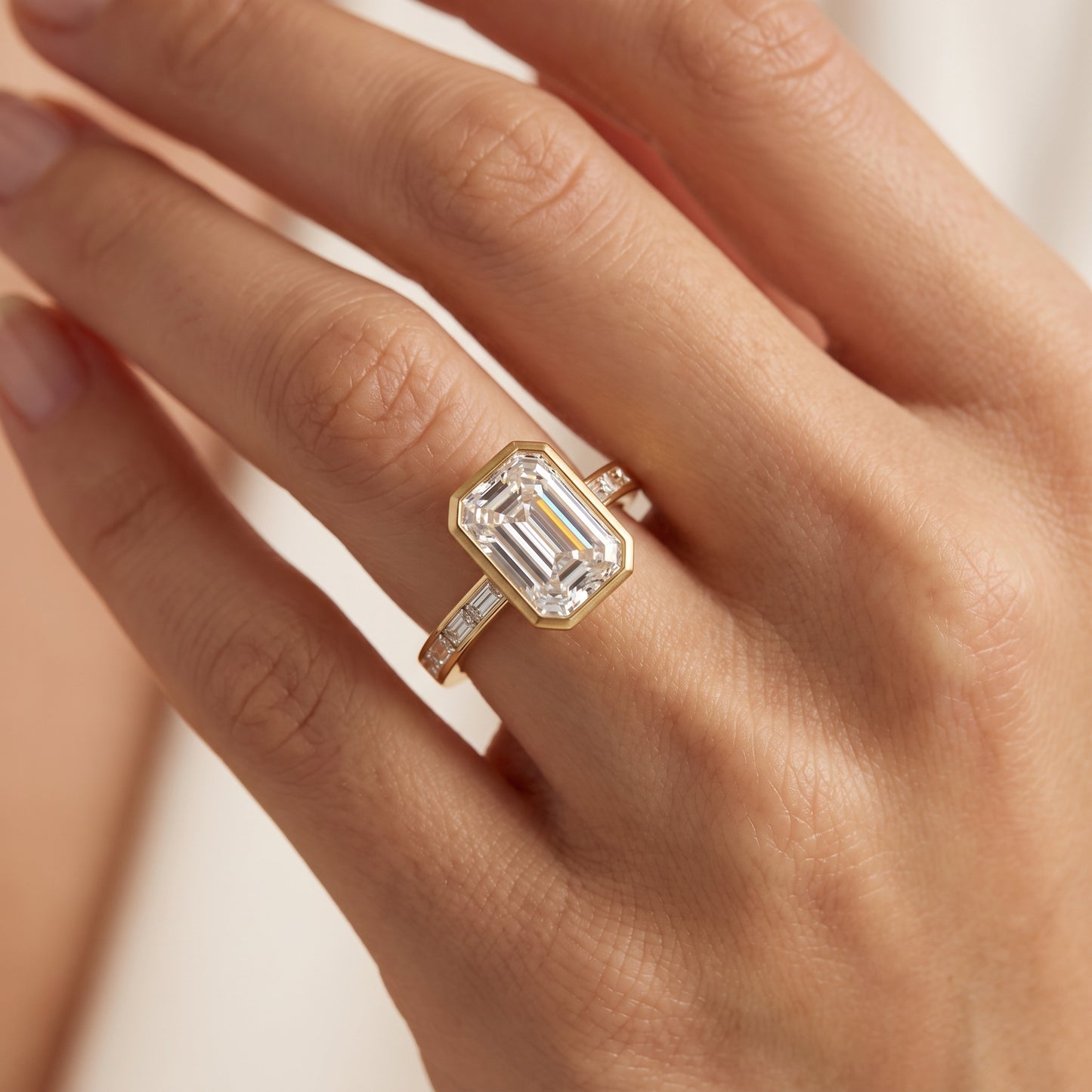 2.00ct Emerald cut Natural Diamond Solitaire Engagement Ring