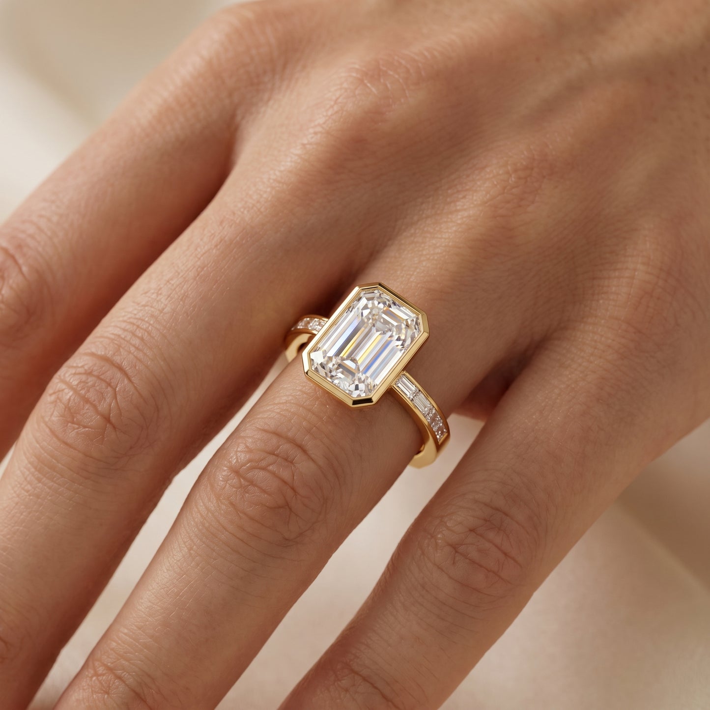 2.00ct Emerald cut Natural Diamond Solitaire Engagement Ring