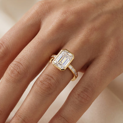 2.00ct Emerald cut Natural Diamond Solitaire Engagement Ring