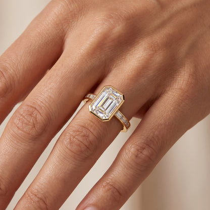 2.00ct Emerald cut Natural Diamond Solitaire Engagement Ring