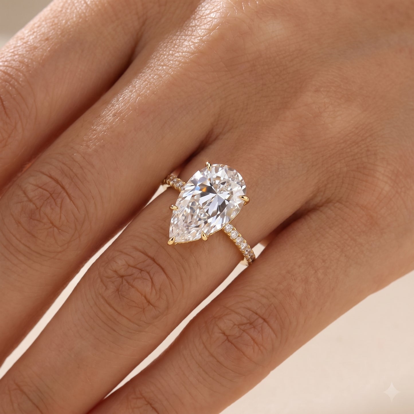 2.300 CT Pear Shape Natural Diamond Engagement Ring