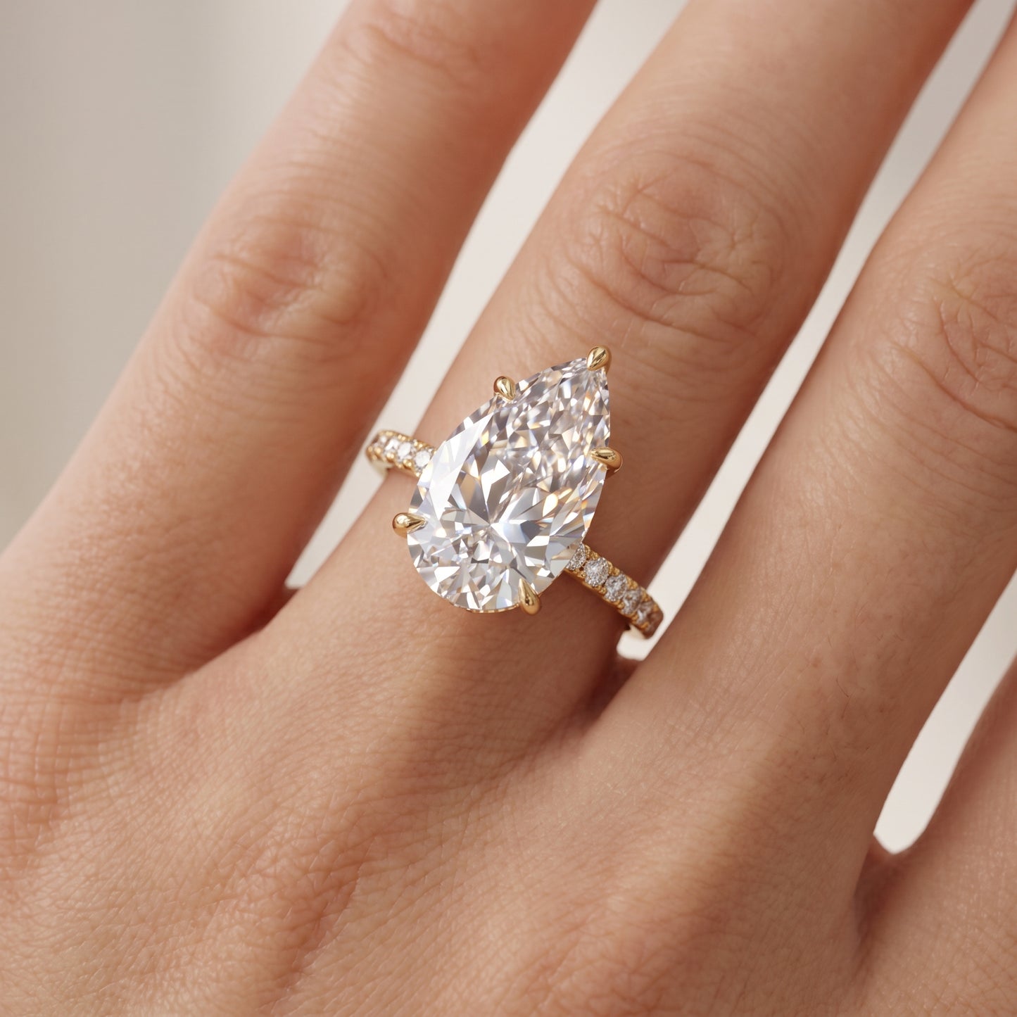 2.300 CT Pear Shape Natural Diamond Engagement Ring