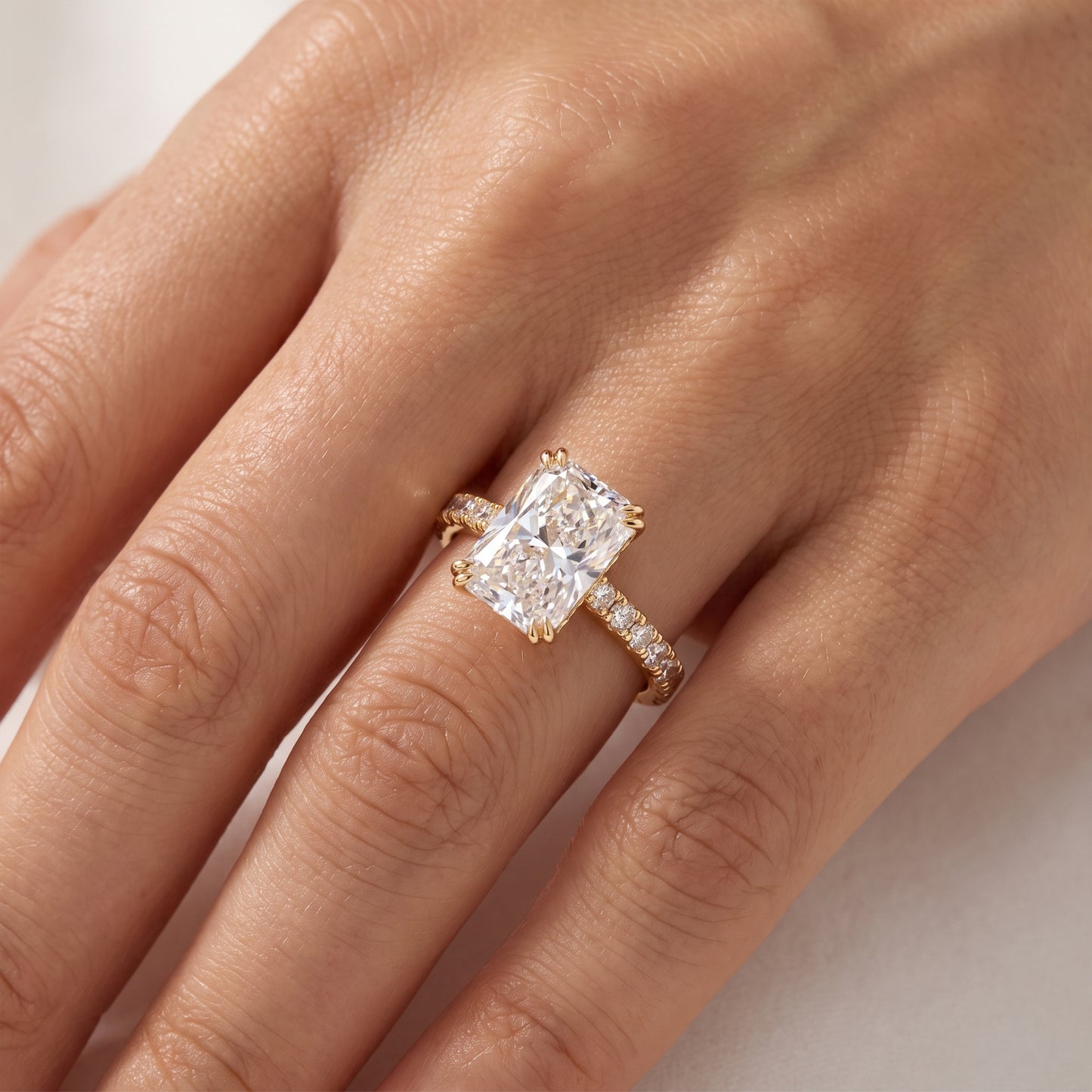 2.0 CT Radiant 14K Yellow Gold Engagement Ring