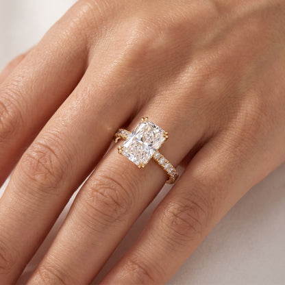 2.0 CT Radiant 14K Yellow Gold Engagement Ring