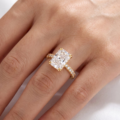2.0 CT Radiant 14K Yellow Gold Engagement Ring