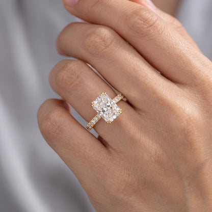 2.0 CT Radiant 14K Yellow Gold Engagement Ring