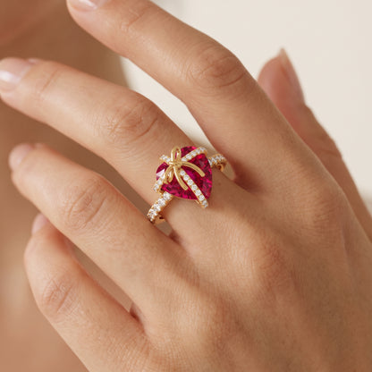 8.0mm Heart Cut Pink Sapphire Wedding Anniversary Ring