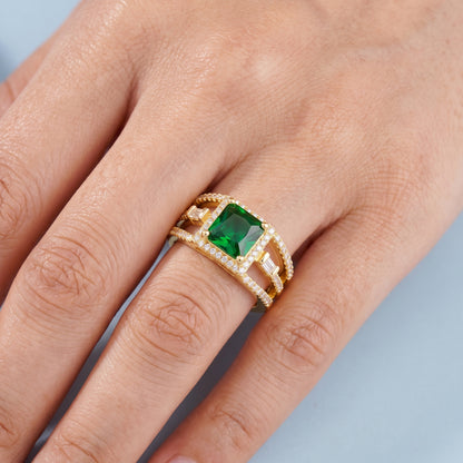2.00ct Princess cut emerald engagement ring