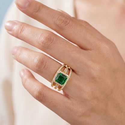 2.00ct Princess cut emerald engagement ring