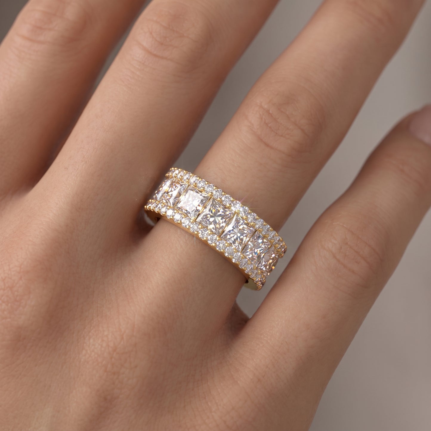 6.780 ct Princess Cut Lab Grown Diamond Full Eternity Wedding Band Ring