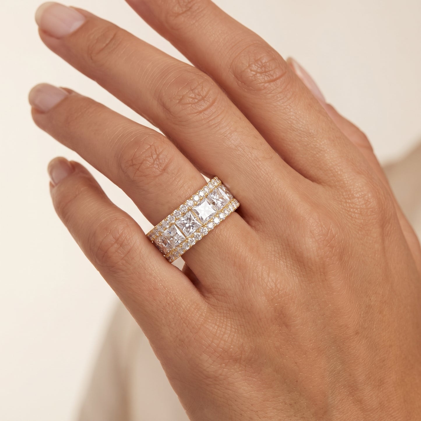 6.780 ct Princess Cut Lab Grown Diamond Full Eternity Wedding Band Ring