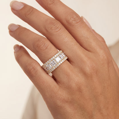 6.780 ct Princess Cut Lab Grown Diamond Full Eternity Wedding Band Ring