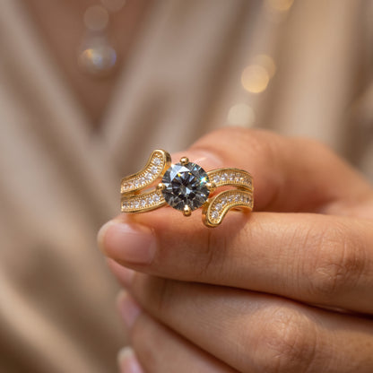 1.150ct Round Cut Lab Grown Black Diamond Engagement Ring