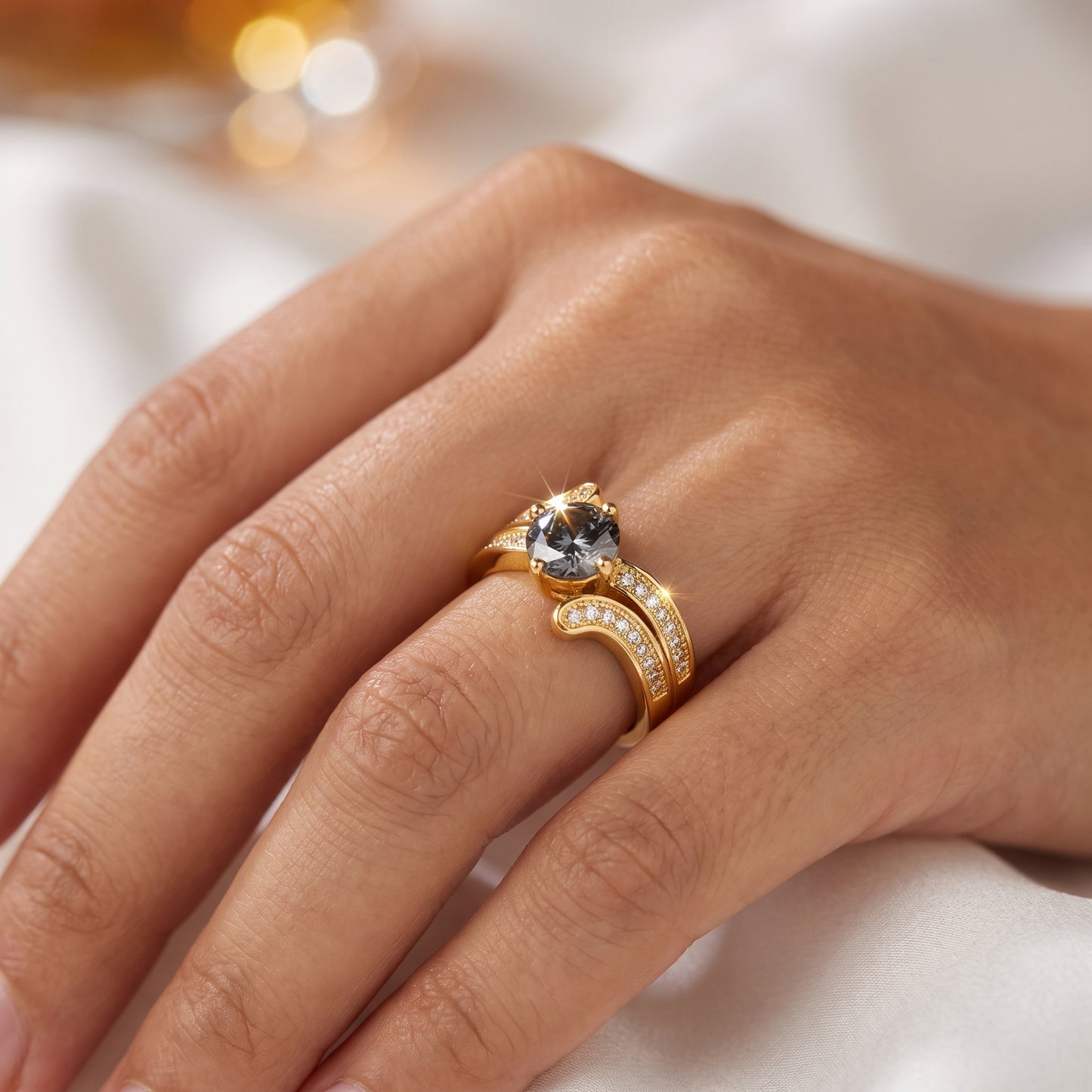 1.150ct Round Cut Lab Grown Black Diamond Engagement Ring