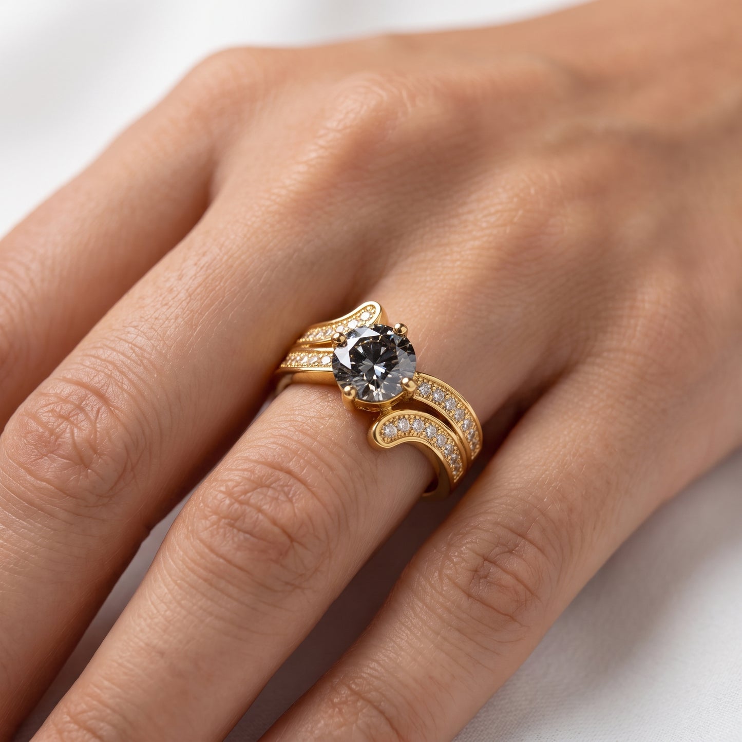 1.150ct Round Cut Lab Grown Black Diamond Engagement Ring