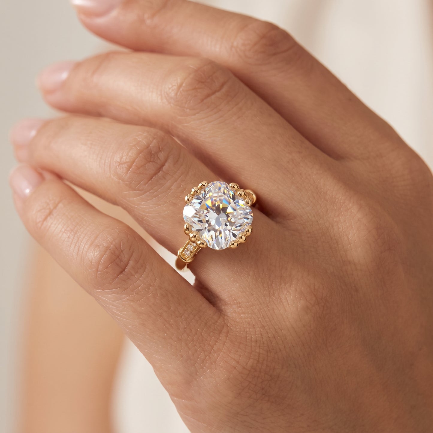 3.600ct Cushion Cut Lab Grown Diamond Solitaire Engagement Ring