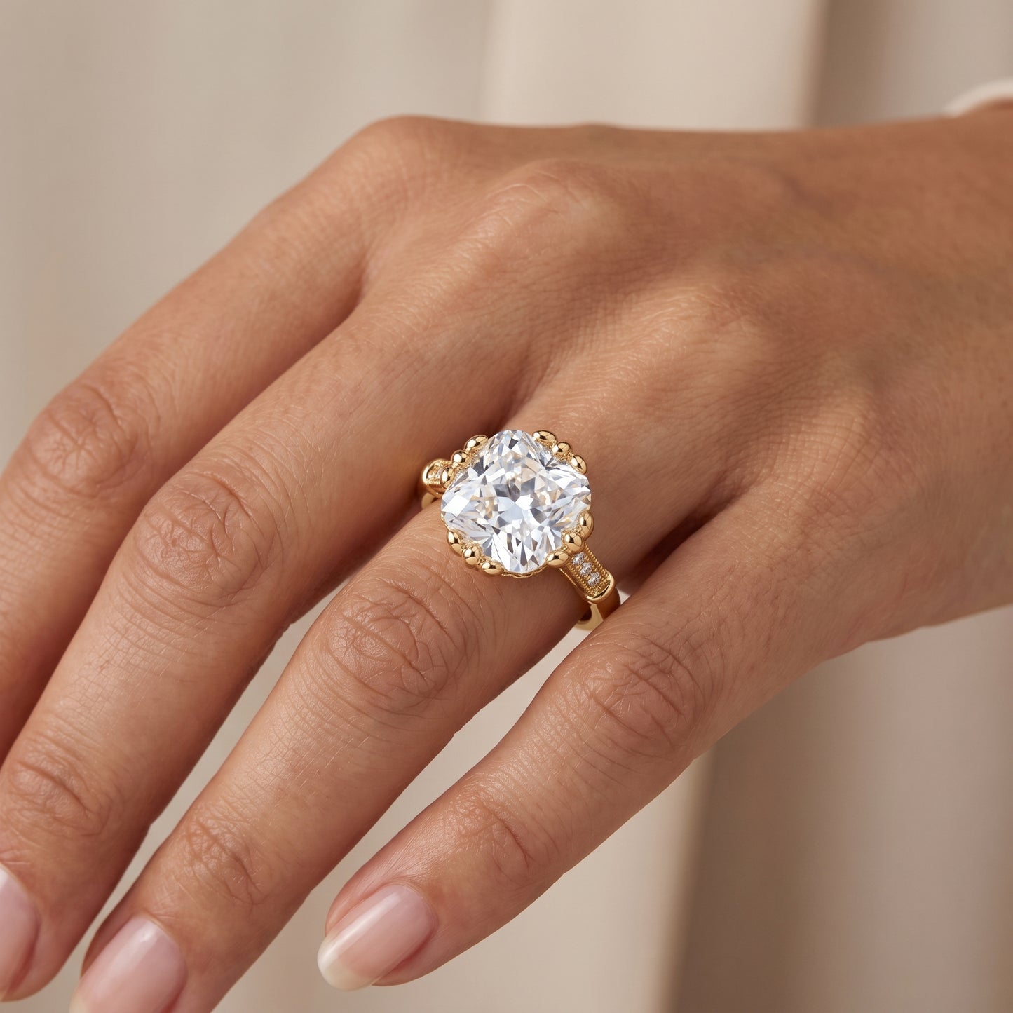 3.600ct Cushion Cut Lab Grown Diamond Solitaire Engagement Ring