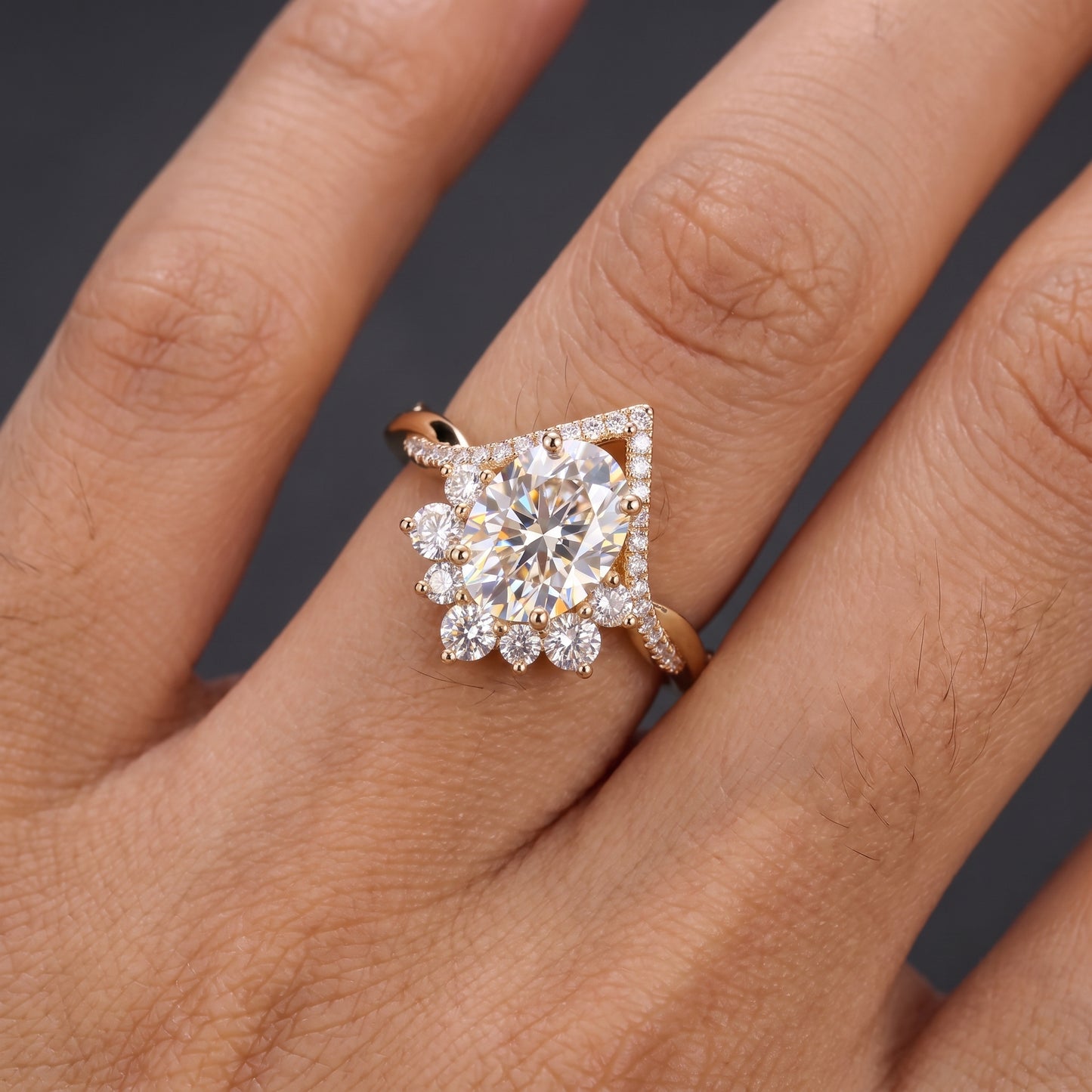 2.40ct Pear Cut Lab Grown Diamond Halo Engagement Ring, 14K Gold