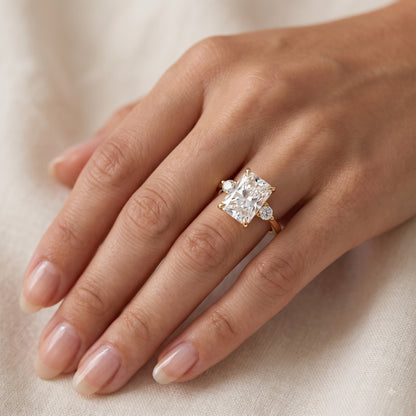 2.40 CT Radiant Lab Grown Diamond Three Stone Engagement Ring