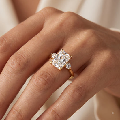 2.40 CT Radiant Lab Grown Diamond Three Stone Engagement Ring