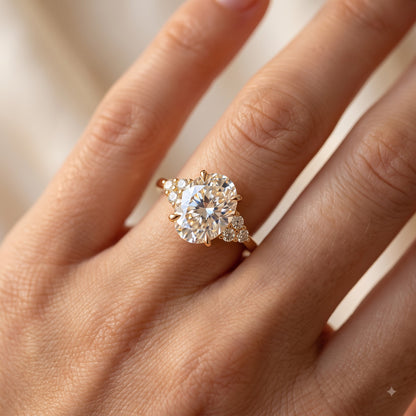 2.220 CT Oval Cut Lab Grown Diamond Cluster Engagement Ring