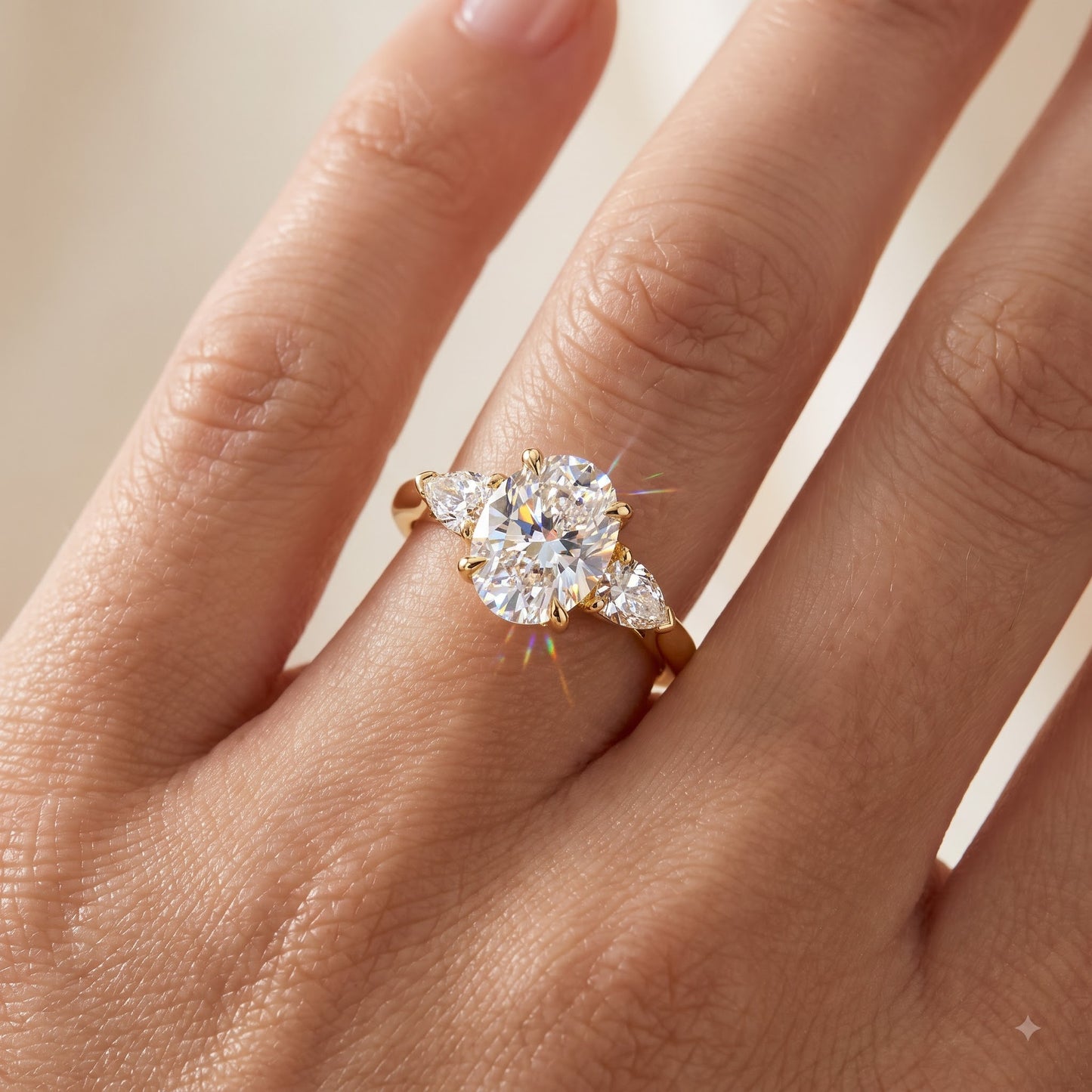 2.60 CT Oval Lab Grown Diamond Three Stone Engagement Ring