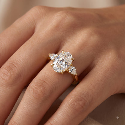 2.60 CT Oval Lab Grown Diamond Three Stone Engagement Ring