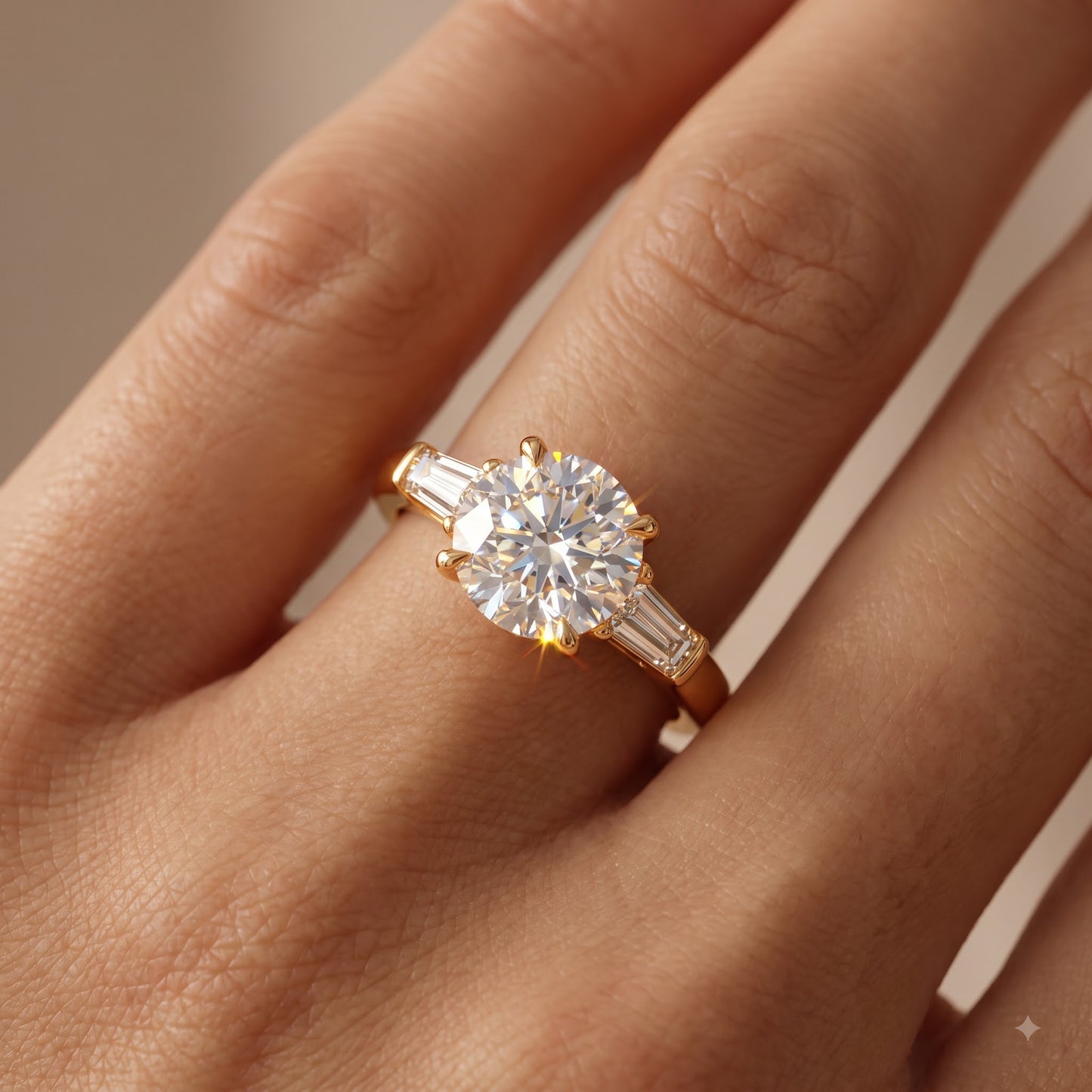 2.60 CT Round Cut Lab Grown Diamond Three Stone Engagement Ring