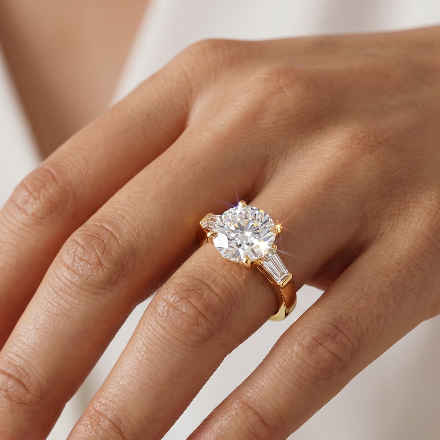 2.60 CT Round Cut Lab Grown Diamond Three Stone Engagement Ring