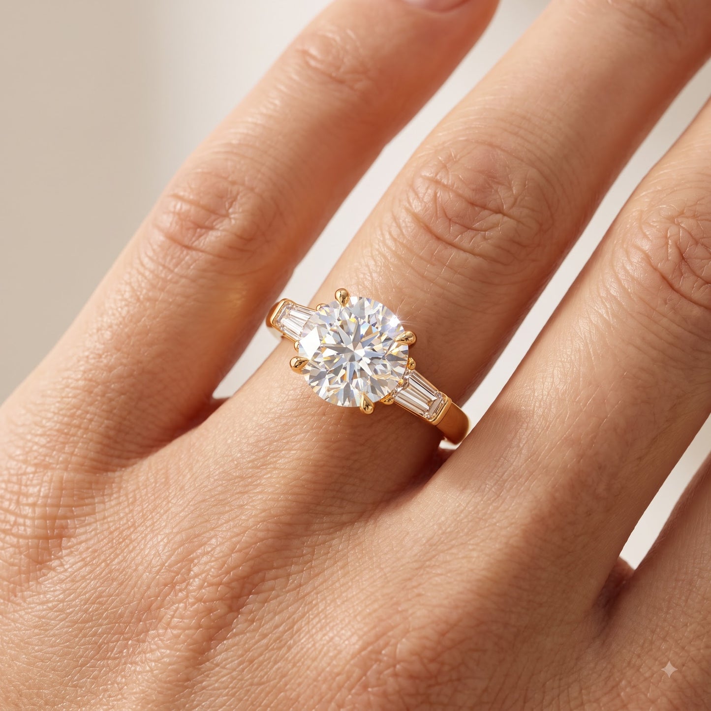 2.60 CT Round Cut Lab Grown Diamond Three Stone Engagement Ring