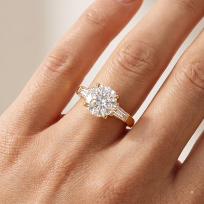 2.60 CT Round Cut Lab Grown Diamond Three Stone Engagement Ring